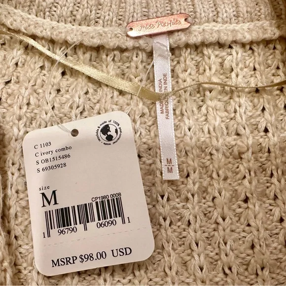 NWT Free People
Free People Micah Cardi Ivory Combo Sz Medium - Picture 5 of 8